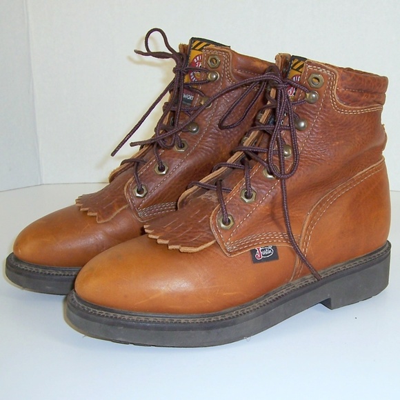 justin women's lace up work boots